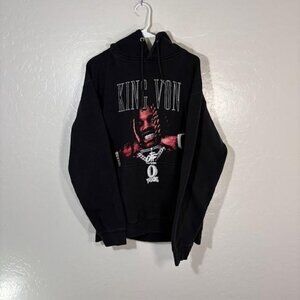 King Von Hoodie Mens Large Black Graphic OTF O Block Sweatshirt Pullover
